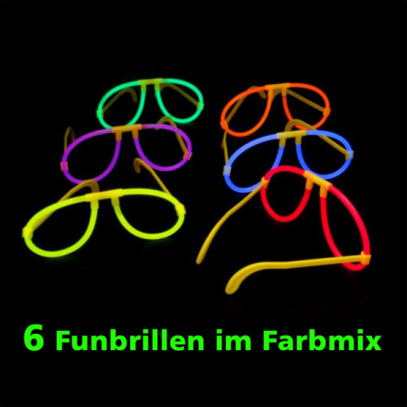 6 Knicklicht Funbrillen Farbmix