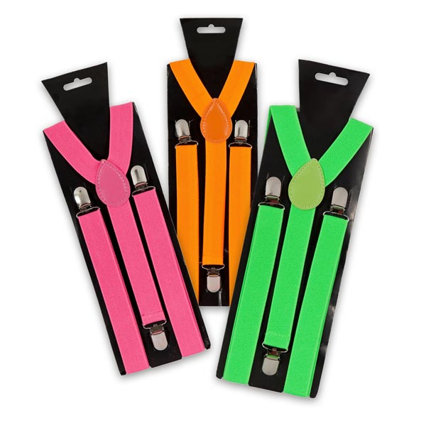 Neon Hosenträger Set - grün, orange, pink-verpackt